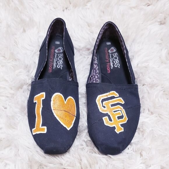 BOBS from Skechers Slip On Flats I Love San Francisco Shoes Memory Foam Size 6.5 - Picture 3 of 6